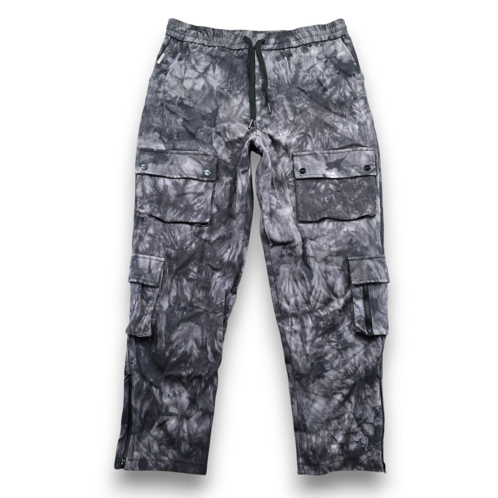 Mauvais Cargo Performance Pants Mens XL Grey Tie Dye Tapered Zip Ankle Utility